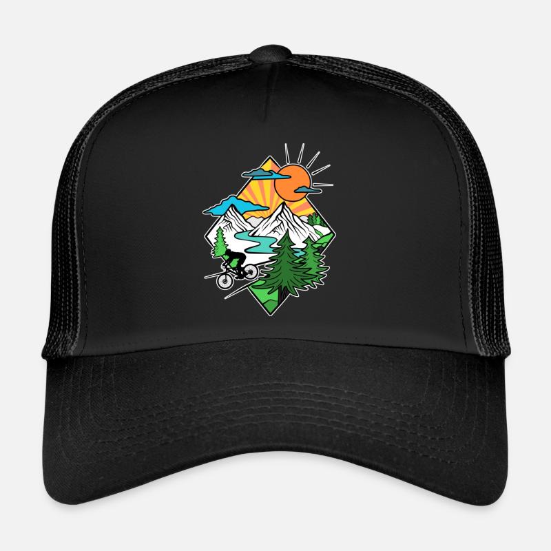 Wijldetro MTB Mountainbiking in Nature Downhill - Trucker Cap - Schwarz/Schwarz