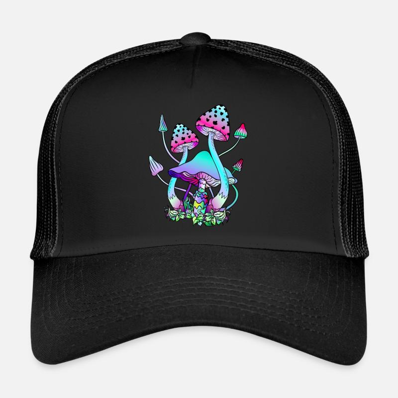 Champignons magiques Art coloré des champignons Casquette trucker 