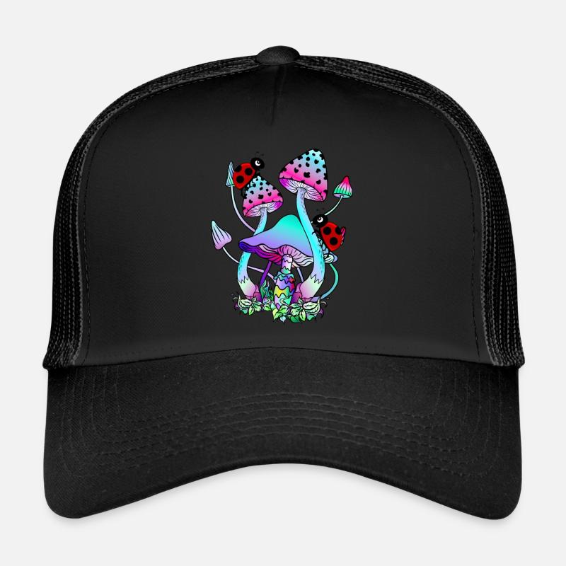 Zauberpilze mit Marienkäfer farbenfrohe Pilzkunst Trucker Cap