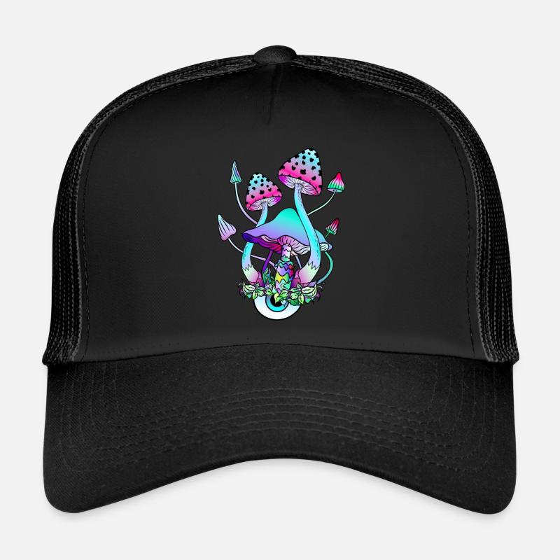 Champignons magiques Yeux de champignons psychédéliques Art Casquette trucker 