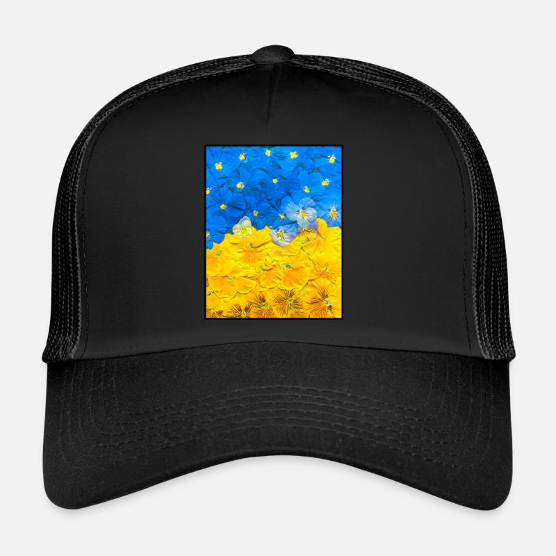 Pensées. Image de fleurs. Drapeau de l’Ukraine. UA Art Casquette trucker 