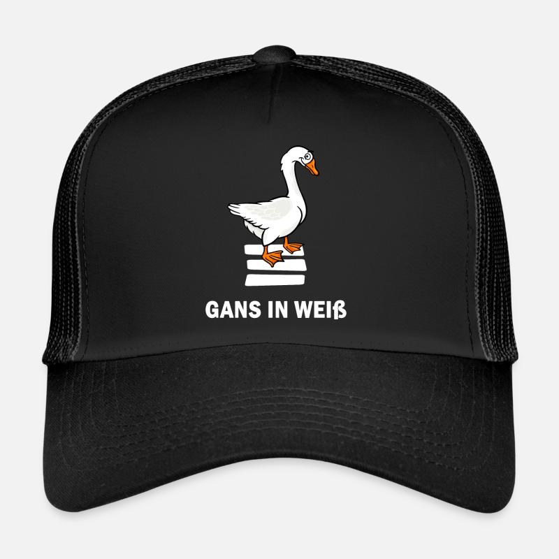gans gänsefeder gänsefreund gans in weiß - Trucker Cap - Schwarz/Schwarz