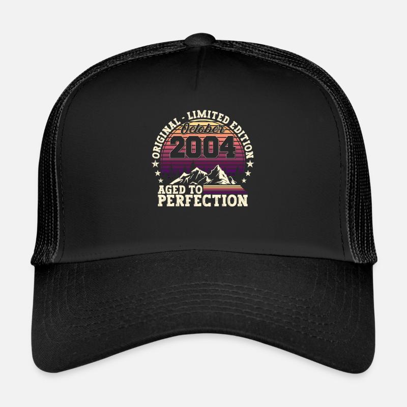 Original Oktober 2004 18. Geburtstag Geschenk - Trucker Cap - Schwarz/Schwarz