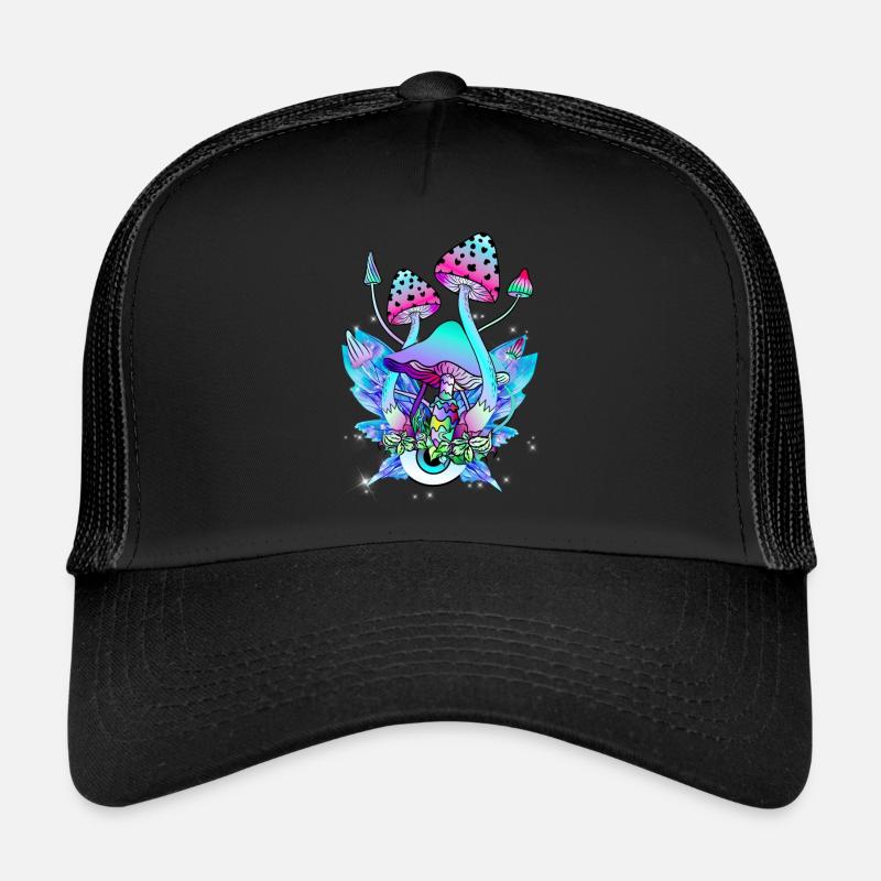 Magic Mushrooms Psychedelic Mushroom Eyes Art Trucker Cap