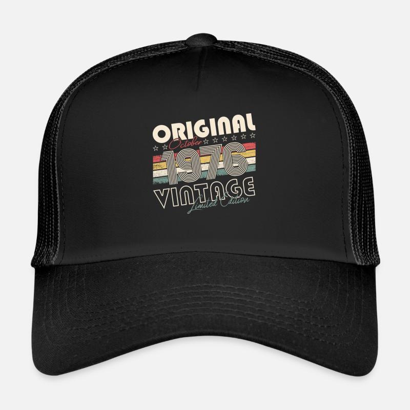 Original Oktober 1976 46. Geburtstag Geschenk Cool - Trucker Cap - Schwarz/Schwarz