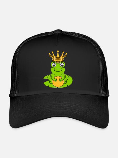 Le roi grenouille enchanté est assis nénuphar - Casquette trucker  - noir/noir - Devant