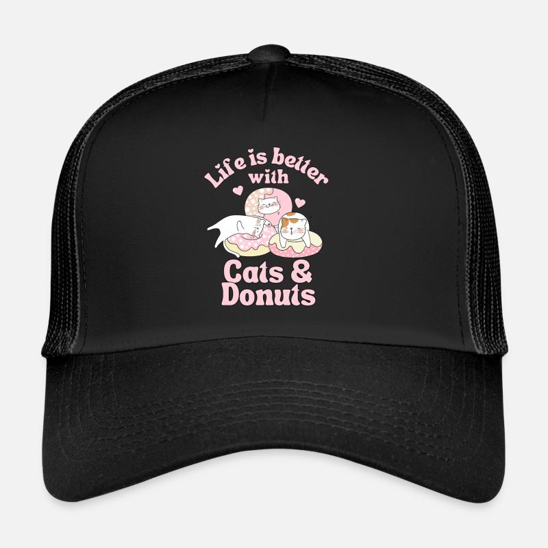 Donut cat kawaii chats mignons avec beignets Casquette trucker 