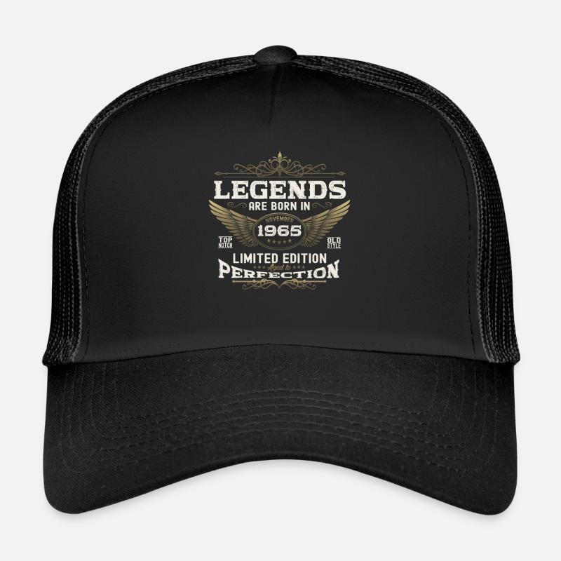 Legende November 1965 57. Geburtstag Geschenk Fun - Trucker Cap - Schwarz/Schwarz