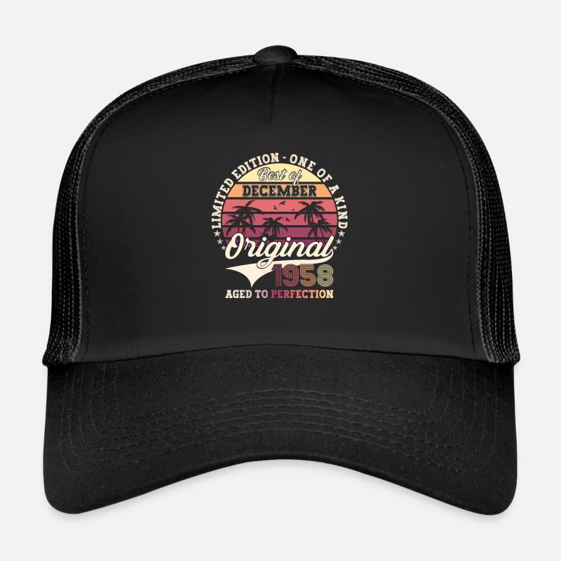 Original Dezember 1958 64. Geburtstag Geschenk - Trucker Cap - Schwarz/Schwarz