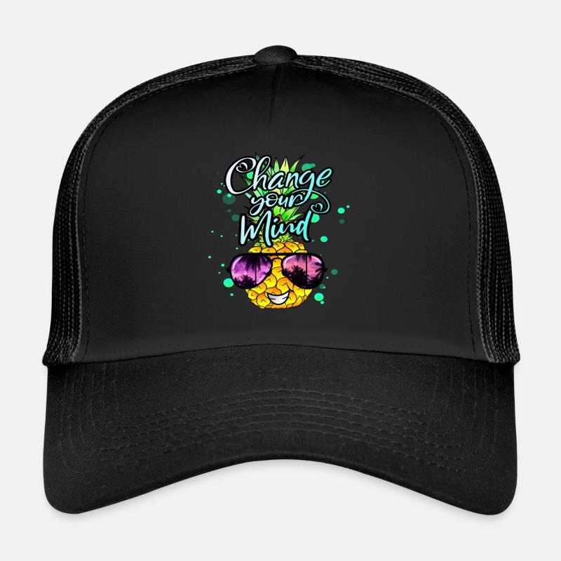 Ananas verändert dein denken - Trucker Cap - Schwarz/Schwarz