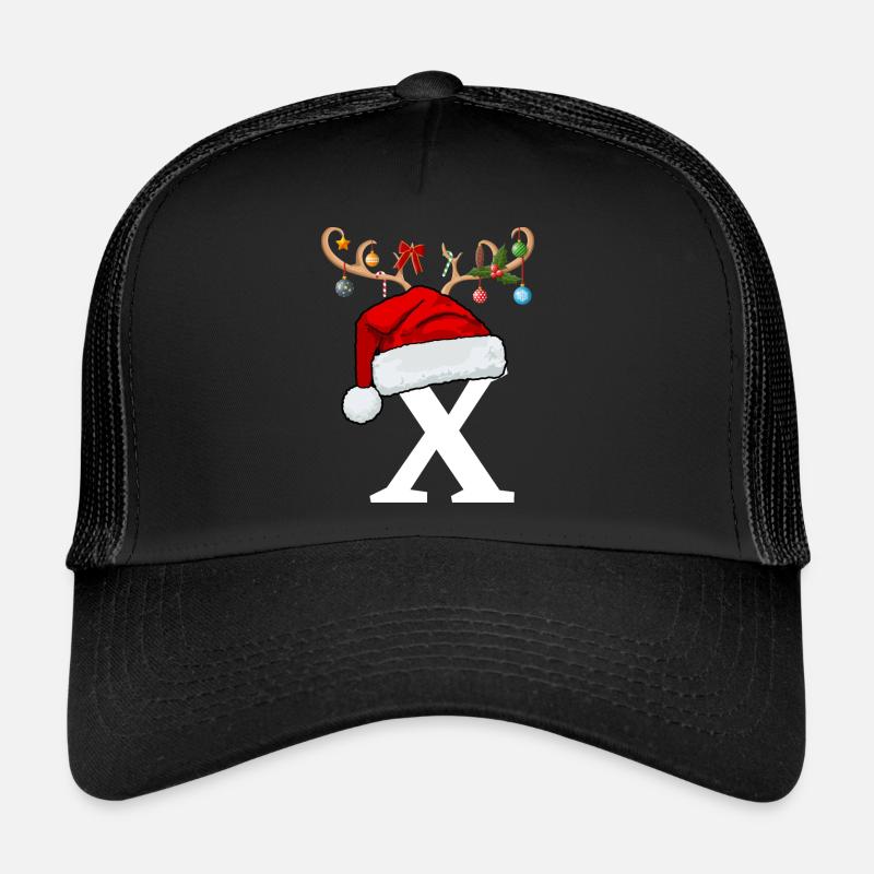 Lettre X bonnet de Noël - Casquette trucker  - noir/noir