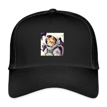 Cat Space Cat Astronaut Astrocat - Trucker Cap - black/black - Front