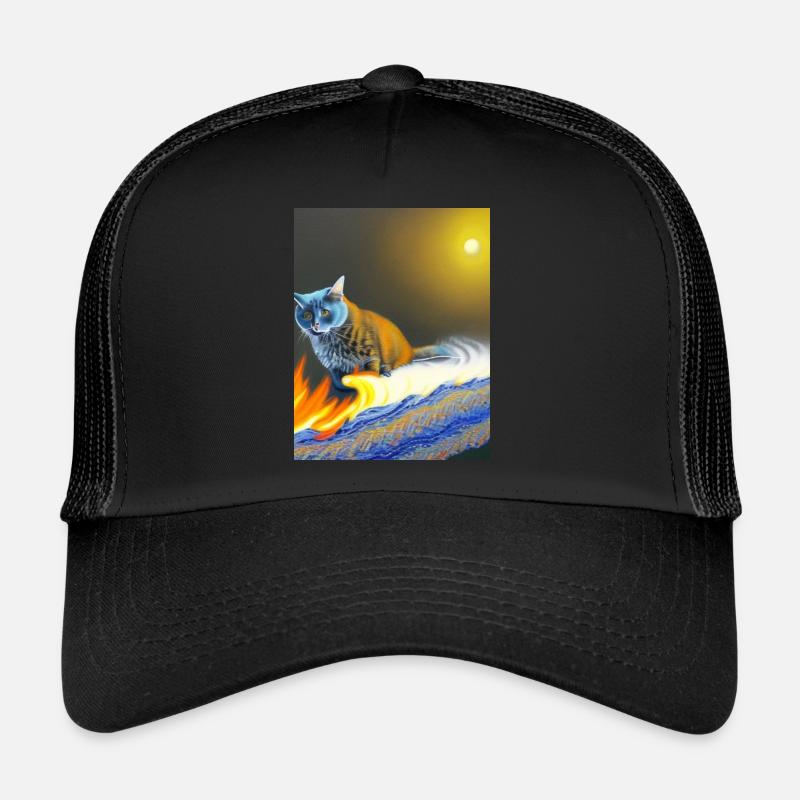 chat - Casquette trucker  - noir/noir
