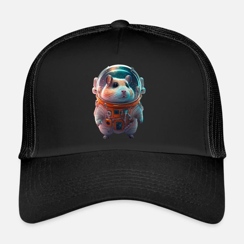 Hamster Astronaut Raumanzug - Trucker Cap - Schwarz/Schwarz
