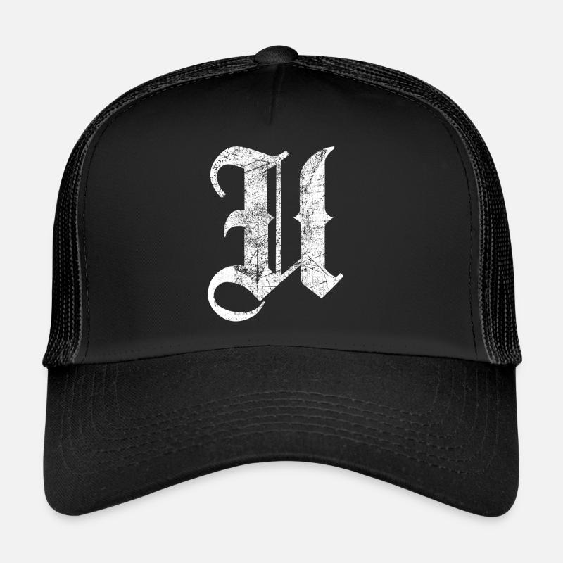 Tshirt alphabet initial U - Trucker Cap - black/black