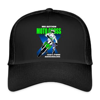 Supercross - Moto Cross - Motocross - Trucker Cap - Schwarz/Schwarz - Vorne