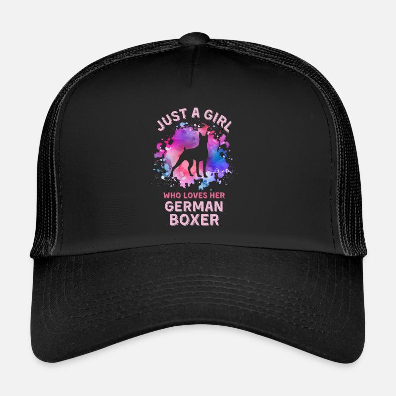 Nur ein Mädchen, das ihren Deutschboxer liebt - Trucker Cap - Schwarz/Schwarz