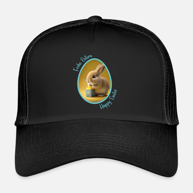 Frohe Ostern | Osterhäschen | Osterhase - Trucker Cap - Schwarz/Schwarz
