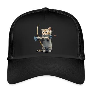 Milo im Bogenschießen - Trucker Cap - Schwarz/Schwarz - Vorne