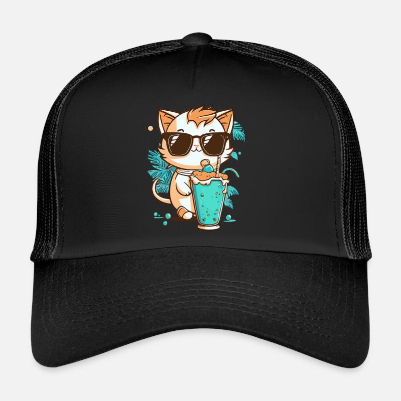 Chat en vacances d’été Casquette trucker 