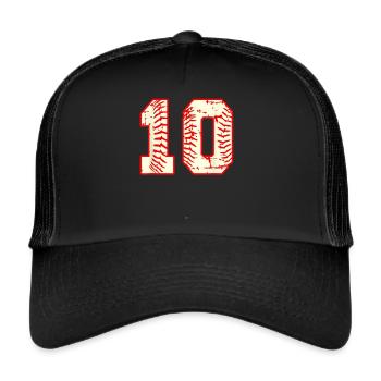 Baseball 10th Birthday 10 Years Old - Trucker Cap - Schwarz/Schwarz - Vorne