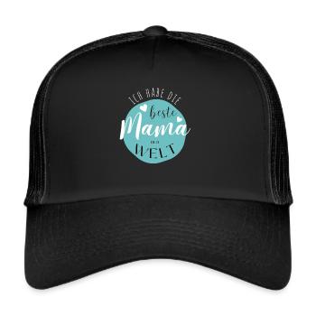 BESTE MAMA - Baby Geschenkidee Muttertag - Trucker Cap - Schwarz/Schwarz - Vorne