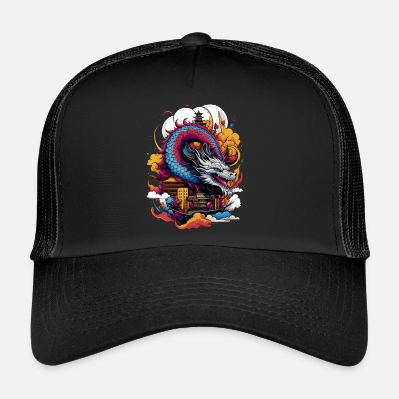 Majestätischer Drache - Herr der Lüfte - Trucker Cap - Schwarz/Schwarz
