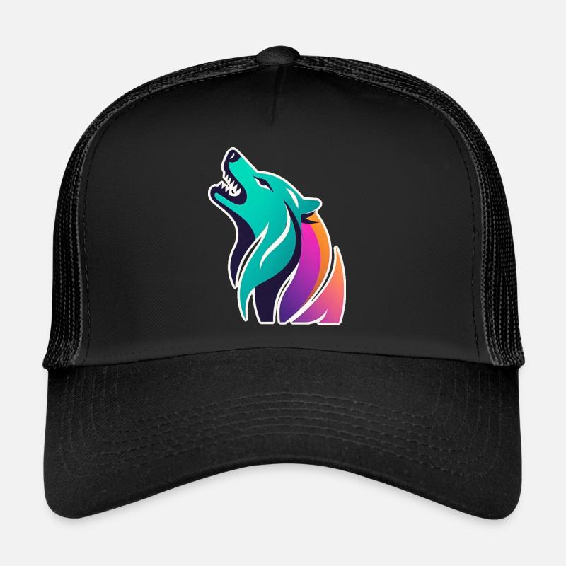 bunter stilisierter Wolf Trucker Cap