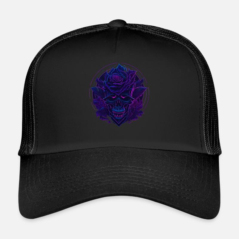 Neon Roses Skull EDM Casquette trucker 