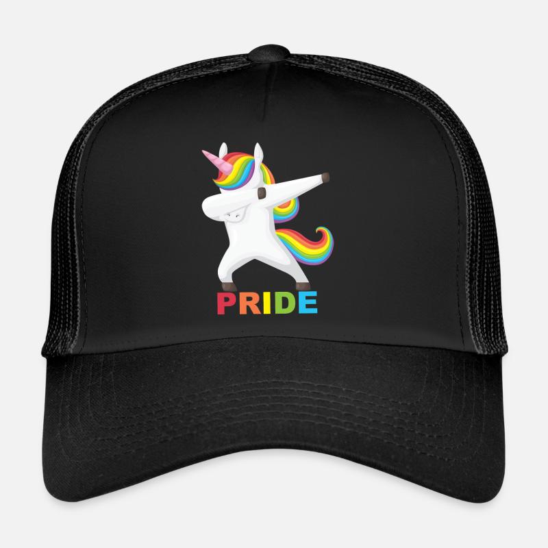 PRIDE MONTH - dabbing unicorn - Trucker Cap - Schwarz/Schwarz