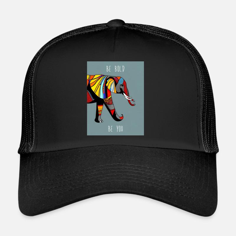 Abstrakter Elefant: Einzigartig und Farbenfroh - Trucker Cap - Schwarz/Schwarz