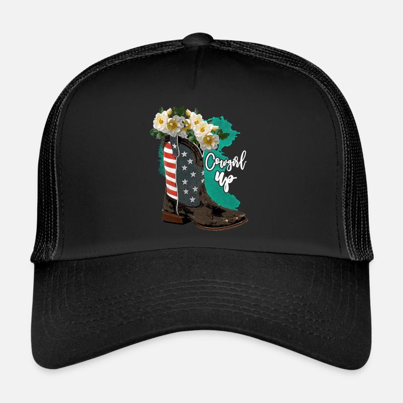 Aquarelle Bottes de cowboy Casquette trucker