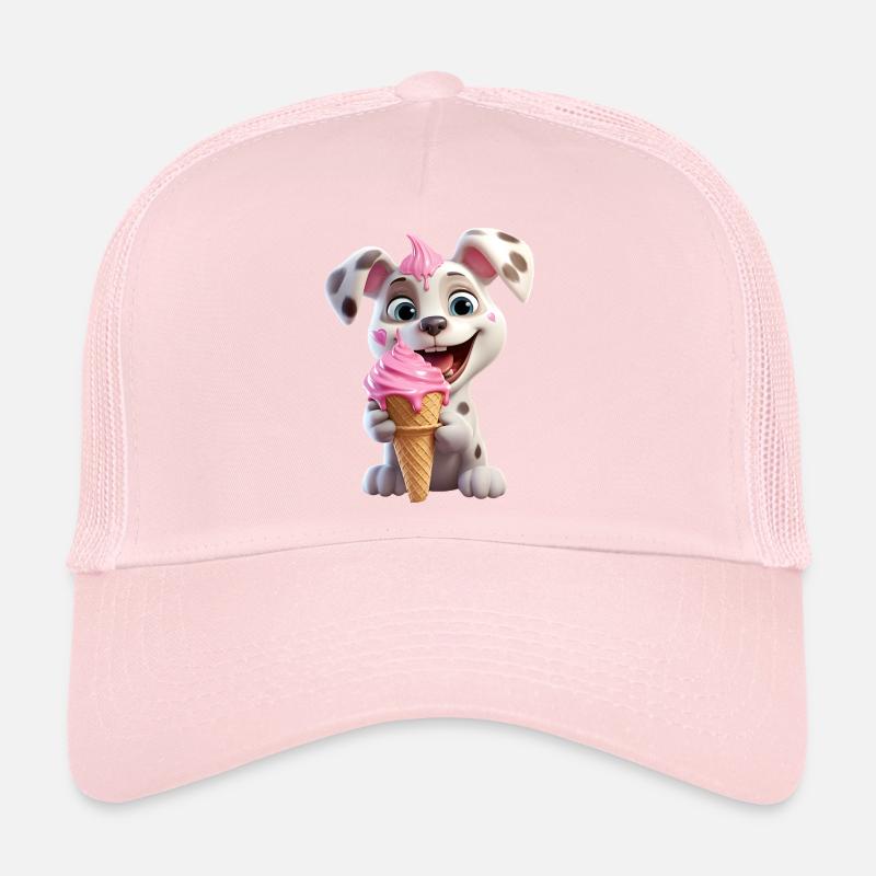 Chien avec crème glacée Casquette trucker 