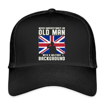 Never Underestimate An Old Man With A Military - Trucker Cap - black/black - Front