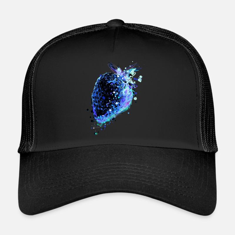Fraise bleue, pop art, peinture, turquoise, bleu Casquette trucker 