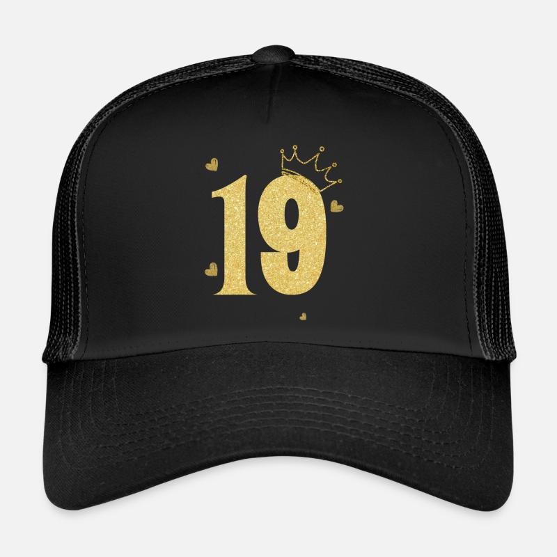 19e anniversaire couronne doré Casquette trucker 