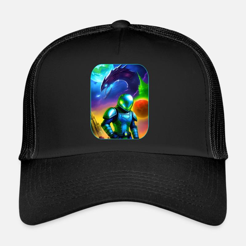Astronaut mit Alien Drachen im Weltall Trucker Cap