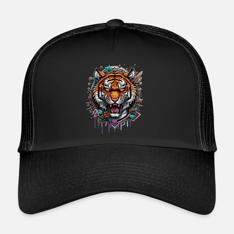 Graffiti Tigre - Casquette trucker  - noir/noir