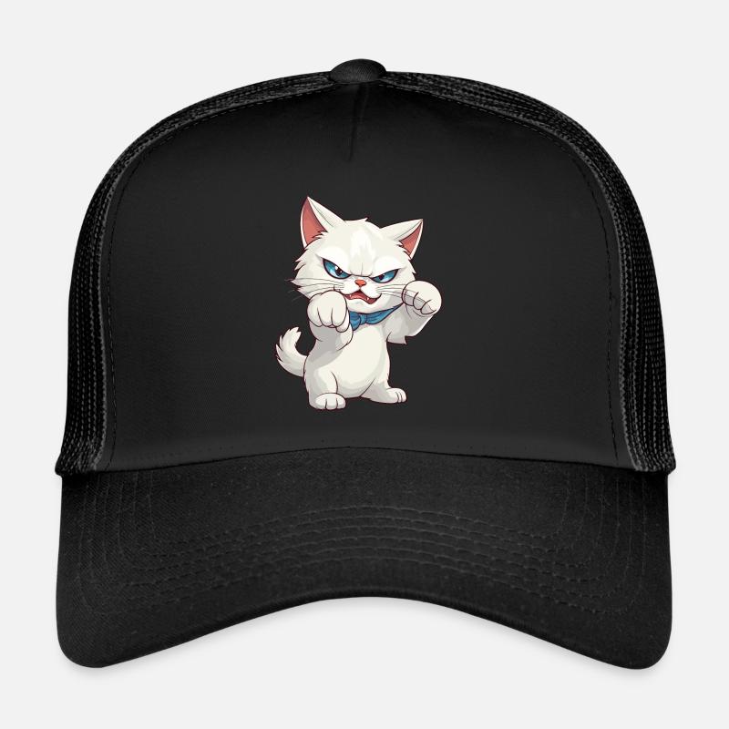 Katze Faust Kater Kätzchen Weiß Cartoon Comic Trucker Cap