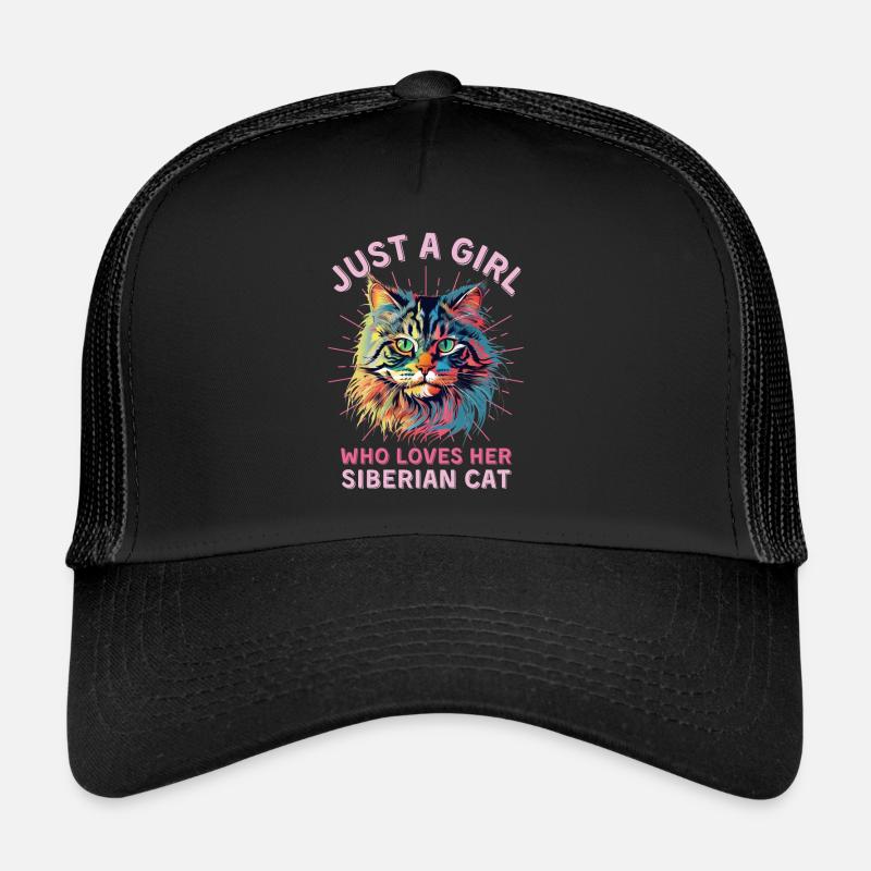 Chat Sibérien Chat Chat Coloré Chat Sibérien Casquette trucker 
