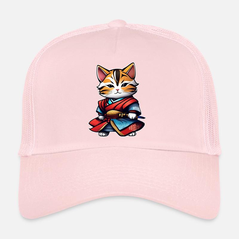 Niedliche getigerte Samurai Katze mit Dolch Trucker Cap