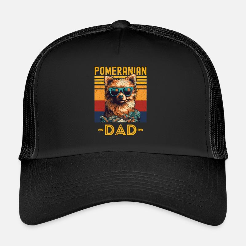 Miniature spitz with sunglasses dad retro Trucker Cap