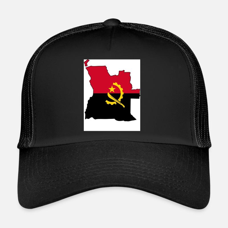 Angola Flagge, Map - Trucker Cap - Schwarz/Schwarz