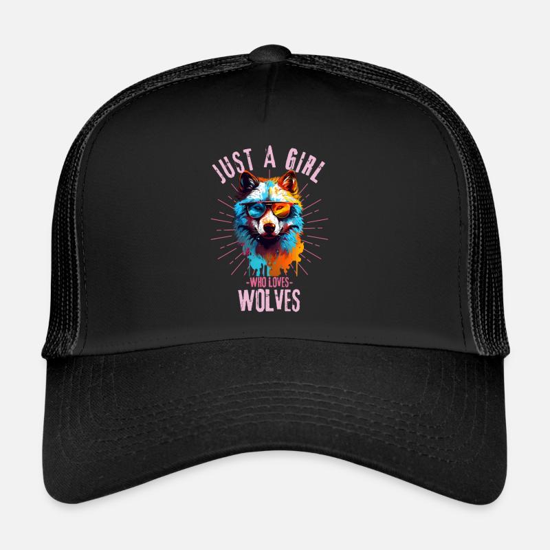 Bunter Wolf mit Sonnenbrille Trucker Cap