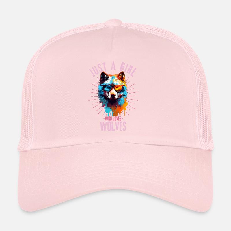 Loup coloré avec des lunettes de soleil Casquette trucker 