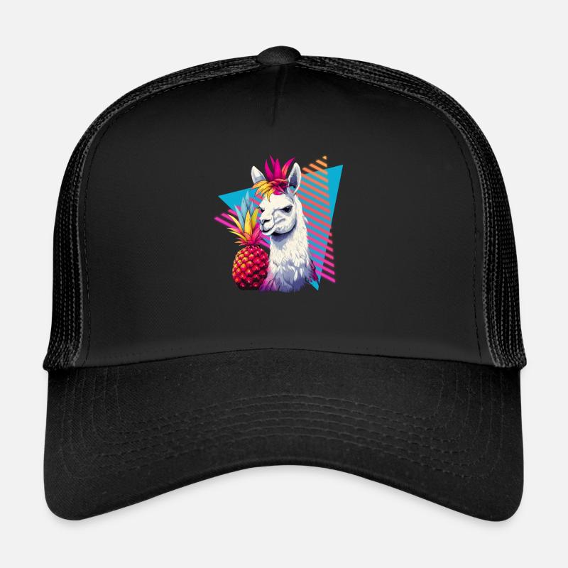 Lama mit Ananas 80er Jahre Stil Trucker Cap