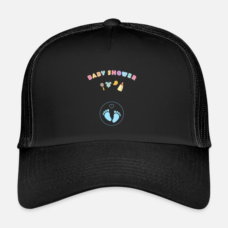 Babyshower - bleu - Casquette trucker  - noir/noir