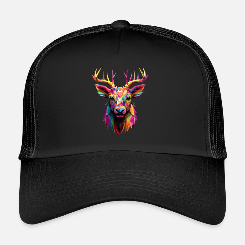 Buntes Hirschgeweih - Trucker Cap - Schwarz/Schwarz