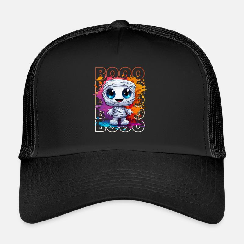 Chibi Unravel & Booo! Playful Pharaoh Tee! - Trucker Cap - black/black