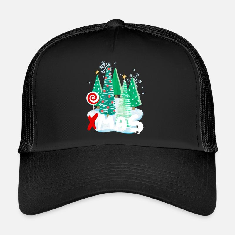 Xmas Tannenbaum Design - festliche Geschenkidee - Trucker Cap - Schwarz/Schwarz